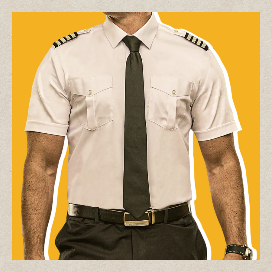 Men's Pilot Shirt - Modern Cut / Gold Label / Short Sleeve / Tall Length