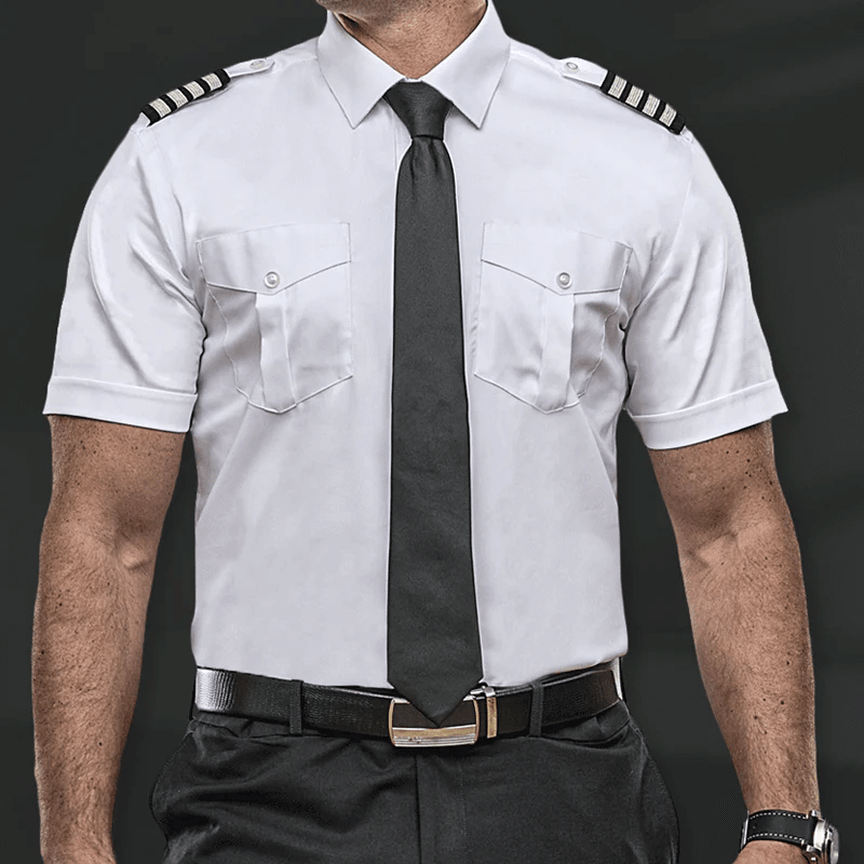 Men's Pilot Shirt - Classic Cut / Black Label / Short Sleeve / Tall Length