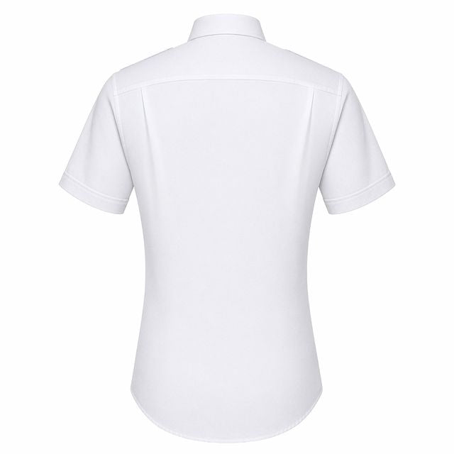 Men's Pilot Shirt - Slim Cut / White Label / Short Sleeve / White / Regular Length